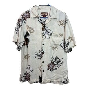 Caribbean Joe Mens Button‎ Down Hawaiian Style Floral Tropical Beach Shirt Small